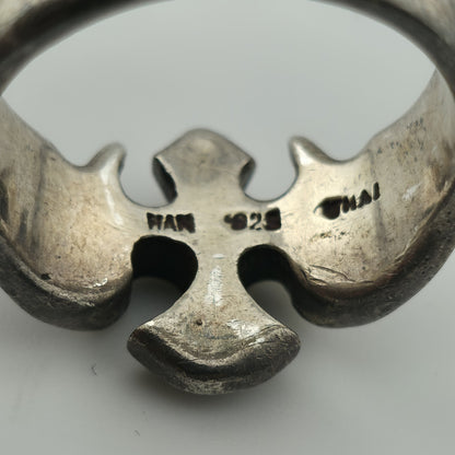 Sterling Silver Ring Gothic Cross Religious  Heavy 10g Size 9.75 Vintage Punk