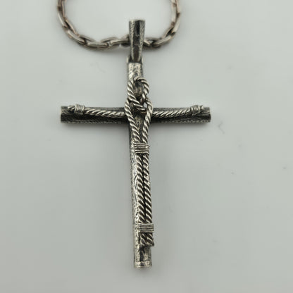 Sterling Silver Cross pendant Sterling Silver Necklace Choker 14” 20g Vintage