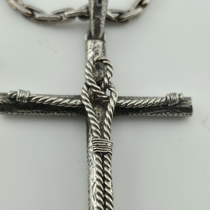 Sterling Silver Cross pendant Sterling Silver Necklace Choker 14” 20g Vintage