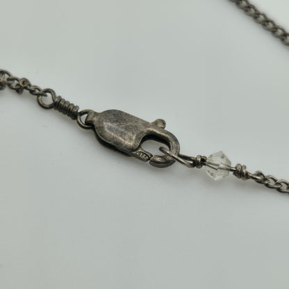 sterling silver Necklace 16 Inches Yellow Glass Beads Vintage
