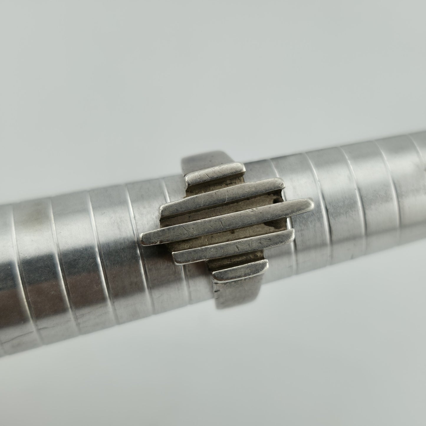 Sterling Silver Ring Mid Century Brutalist Abstract Native M.R Mexico Size 8