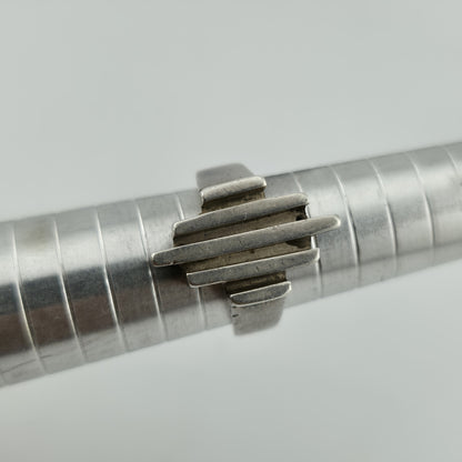 Sterling Silver Ring Mid Century Brutalist Abstract Native M.R Mexico Size 8