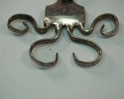 Hand Made Silverware Pendant 925 Sterling Silver Abstract Art 23.5g Vintage Fork