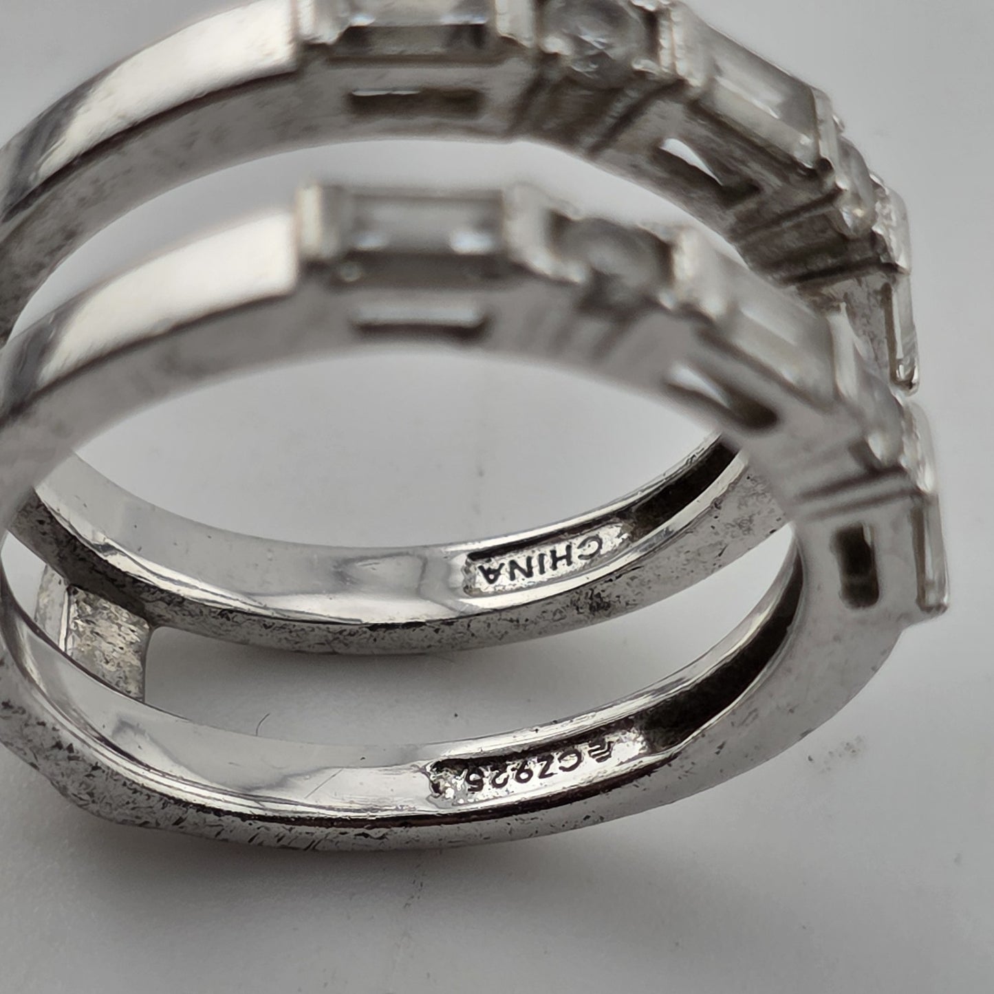 Estate Baguette & Round Colorless Stone Wedding Band  Stack Incomplete Sz 7.5