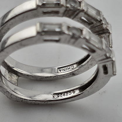 Estate Baguette & Round Colorless Stone Wedding Band  Stack Incomplete Sz 7.5