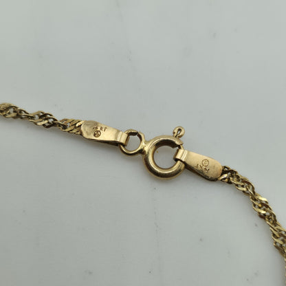 14K Yellow Gold Singapore Chain Bracelet  ITALY 1.8mm 7" Vintage