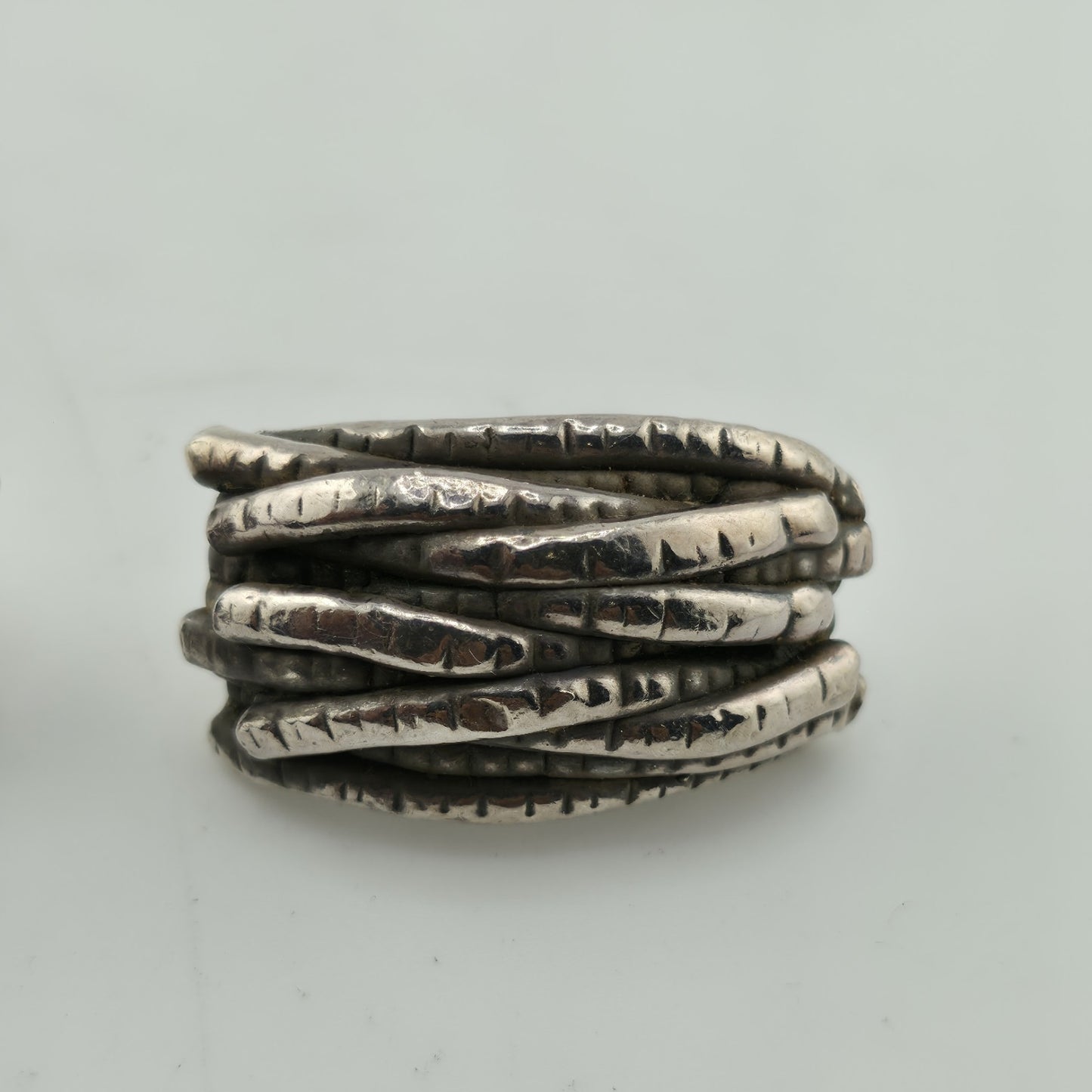 925 Sterling Silver Earrings Vintage Modernist Hollow Puff Abstract Israel Rare