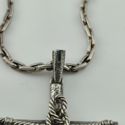 Sterling Silver Cross pendant Sterling Silver Necklace Choker 14” 20g Vintage