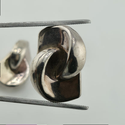 Sterling Silver Earrings 925 Israel Puff Hollow Abstract Vintage Rare