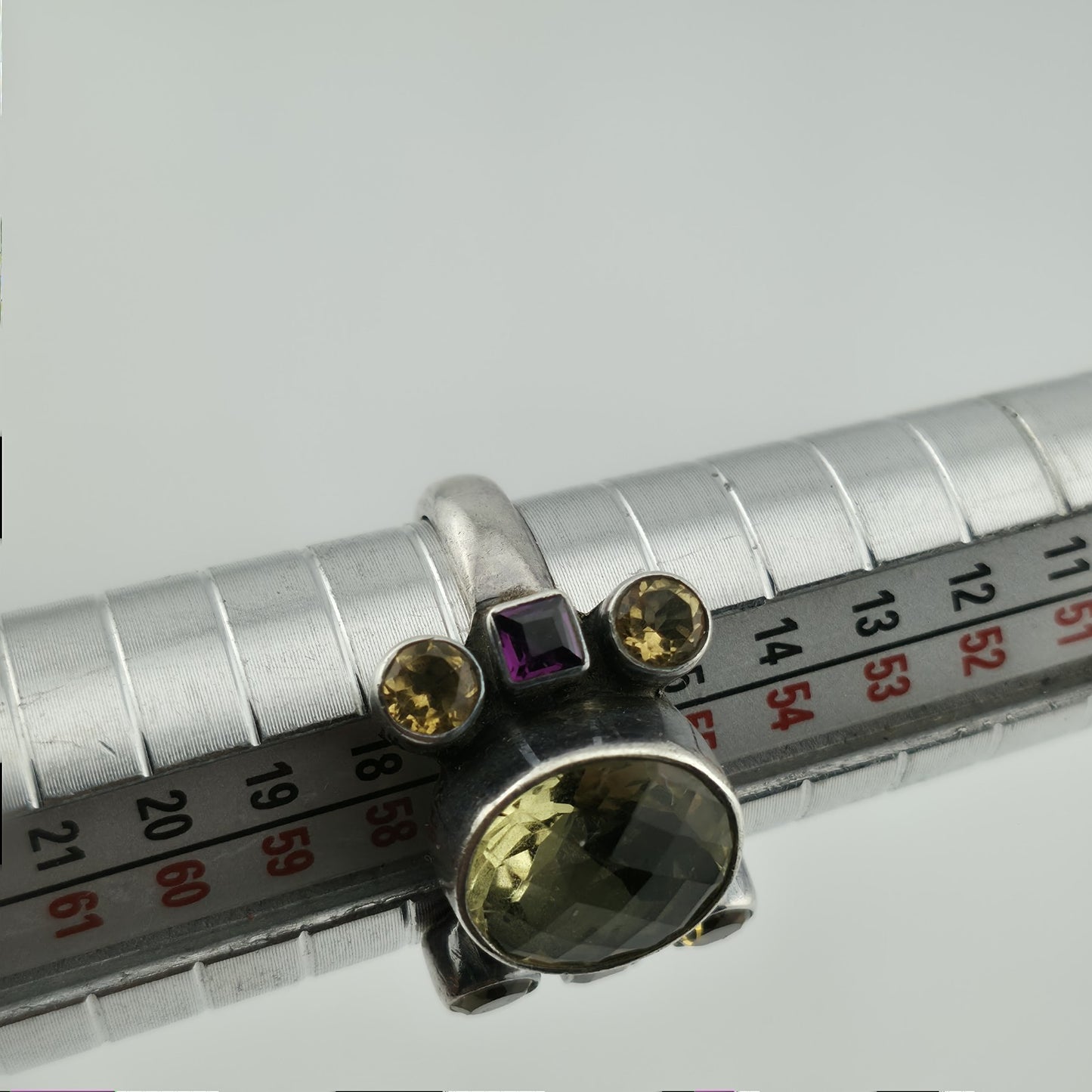 NICKY BUTLER NB Sterling Silver Green Purple  Gemstone Ring sz 7.75