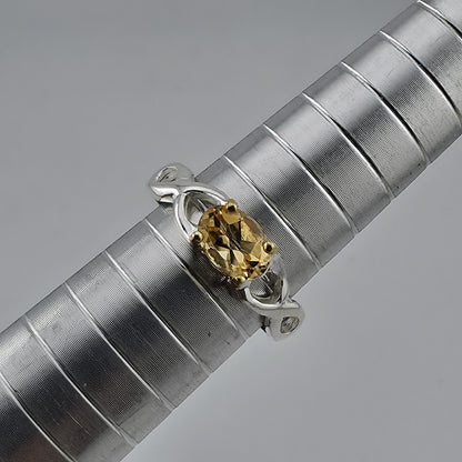 Sterling Silver Citrine Ring Size 6.5 Handmade Two-Tone Gold Accent 925