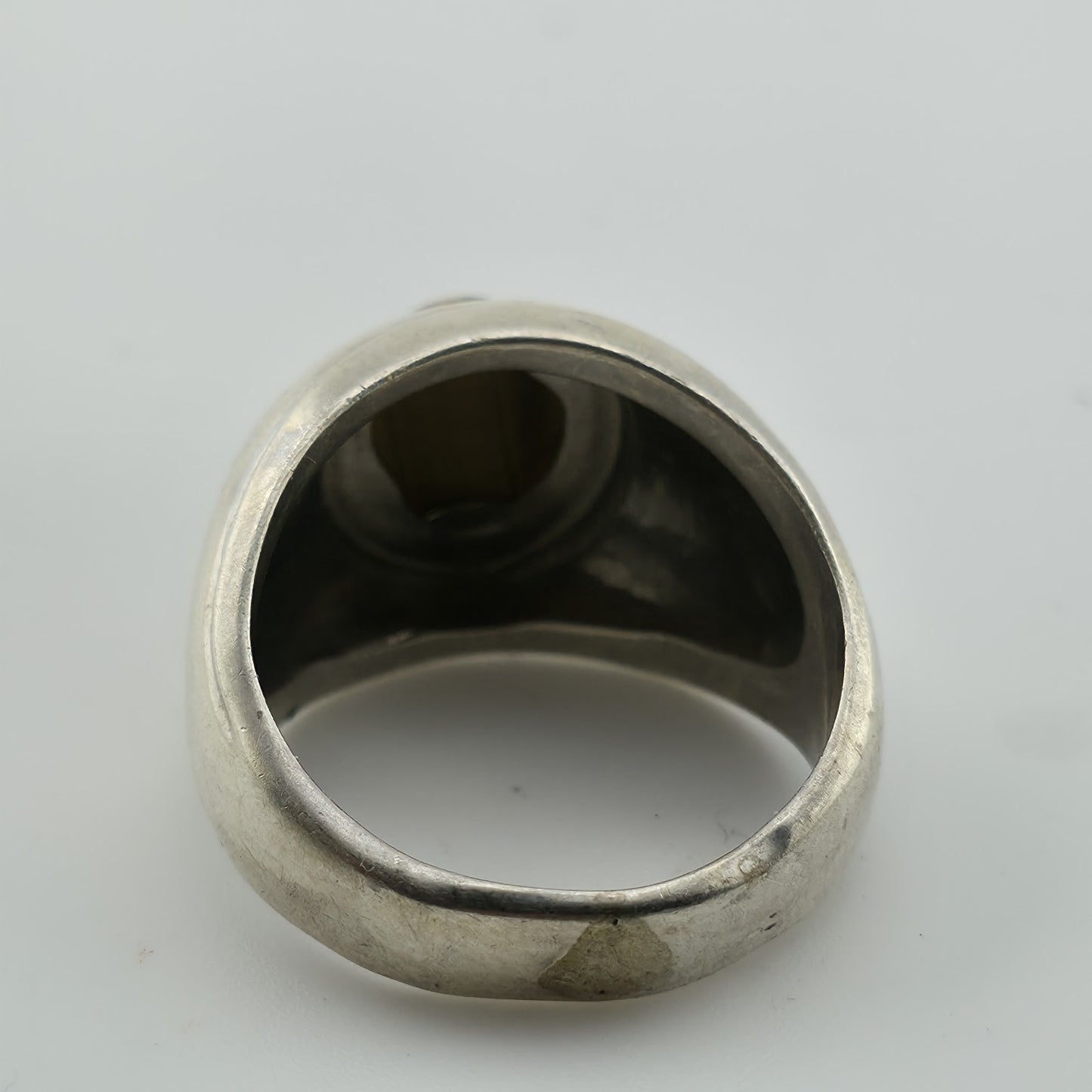 STERLING Silver Ring NATURAL TIGERS EYE Size 8 9gr Chunky Cigar Ring