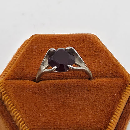 ESPO Red Art Glass Sterling Silver Ring 5.25 Antique Designer