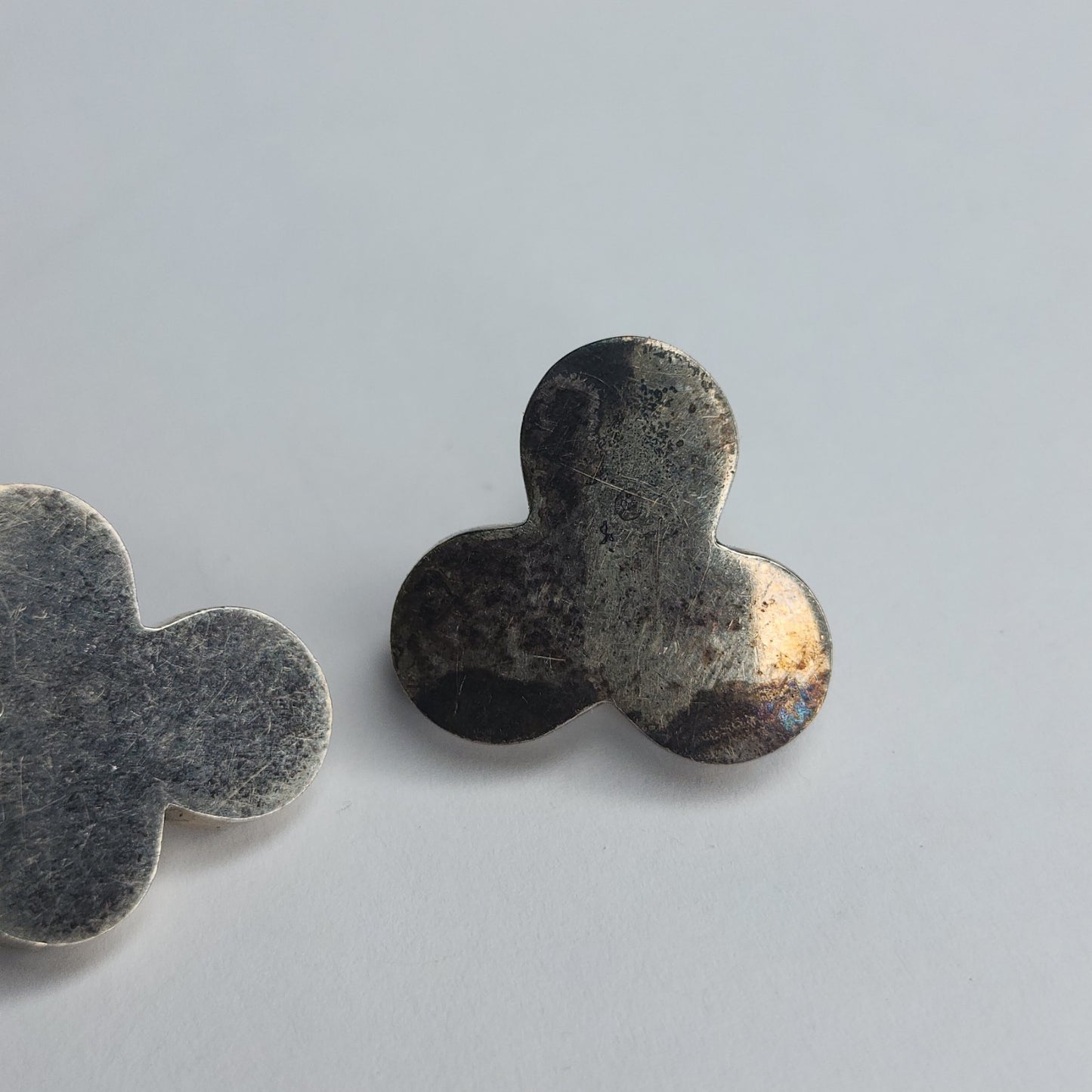 925 Sterling Silver Earrings Studs Clover Hollow tested Vintage