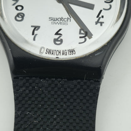 Swatch Watch Mirror Dial Gent Unisex Black Vintage 1995 Working New Battery