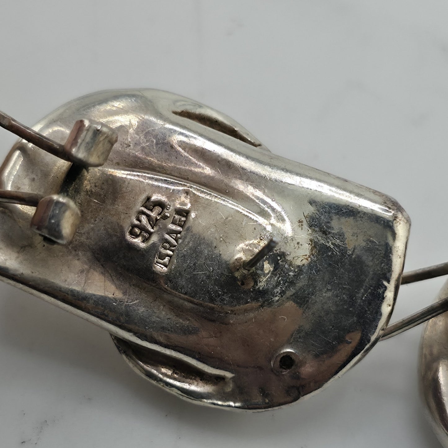 Sterling Silver Earrings 925 Israel Puff Hollow Abstract Vintage Rare