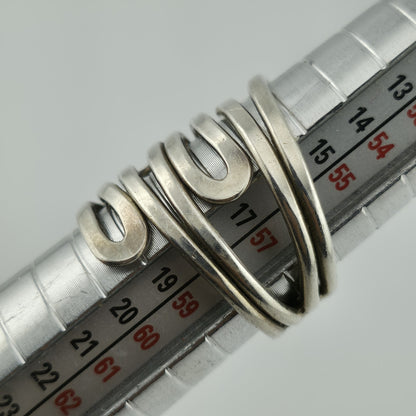 MAZE Ring Sterling Silver Bold MODERN Abstract Loop Wide Art Deco 925 Size 8