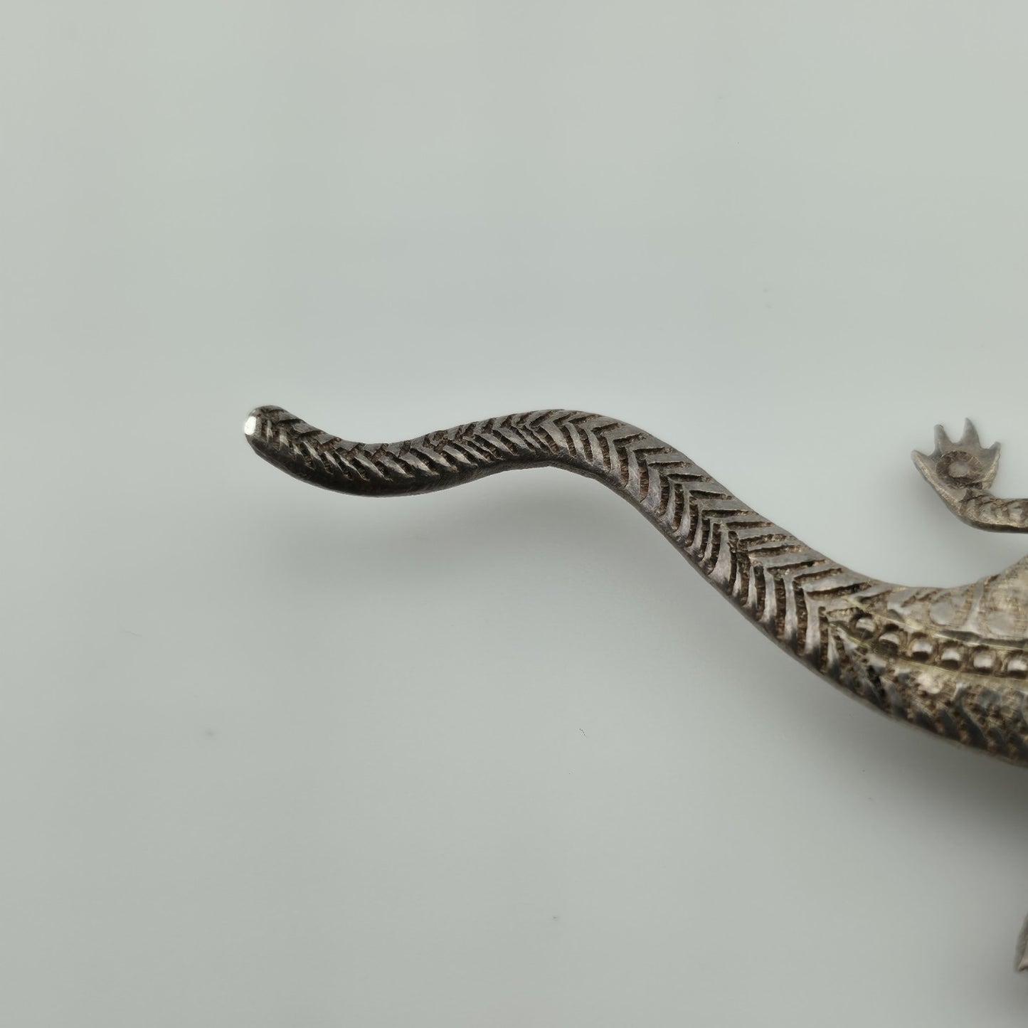 Sterling Silver 925 Lizard Pin Brooch 2.7" Patina Vintage Animal Jewelry