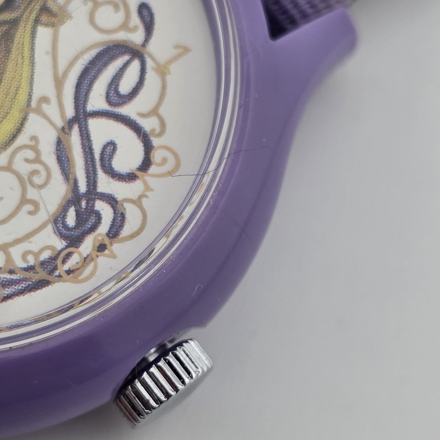 Picco Ms Piggy Watch Women Purple White Round Nylon Band Manual Wind Vintage
