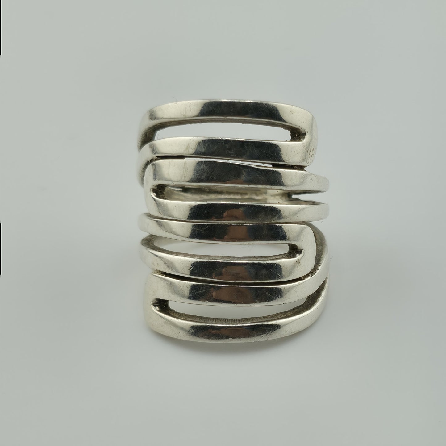 Silpada Ring Heavy Sterling Silver Bold MODERN MAZE 1" Wide Size 7 Retired