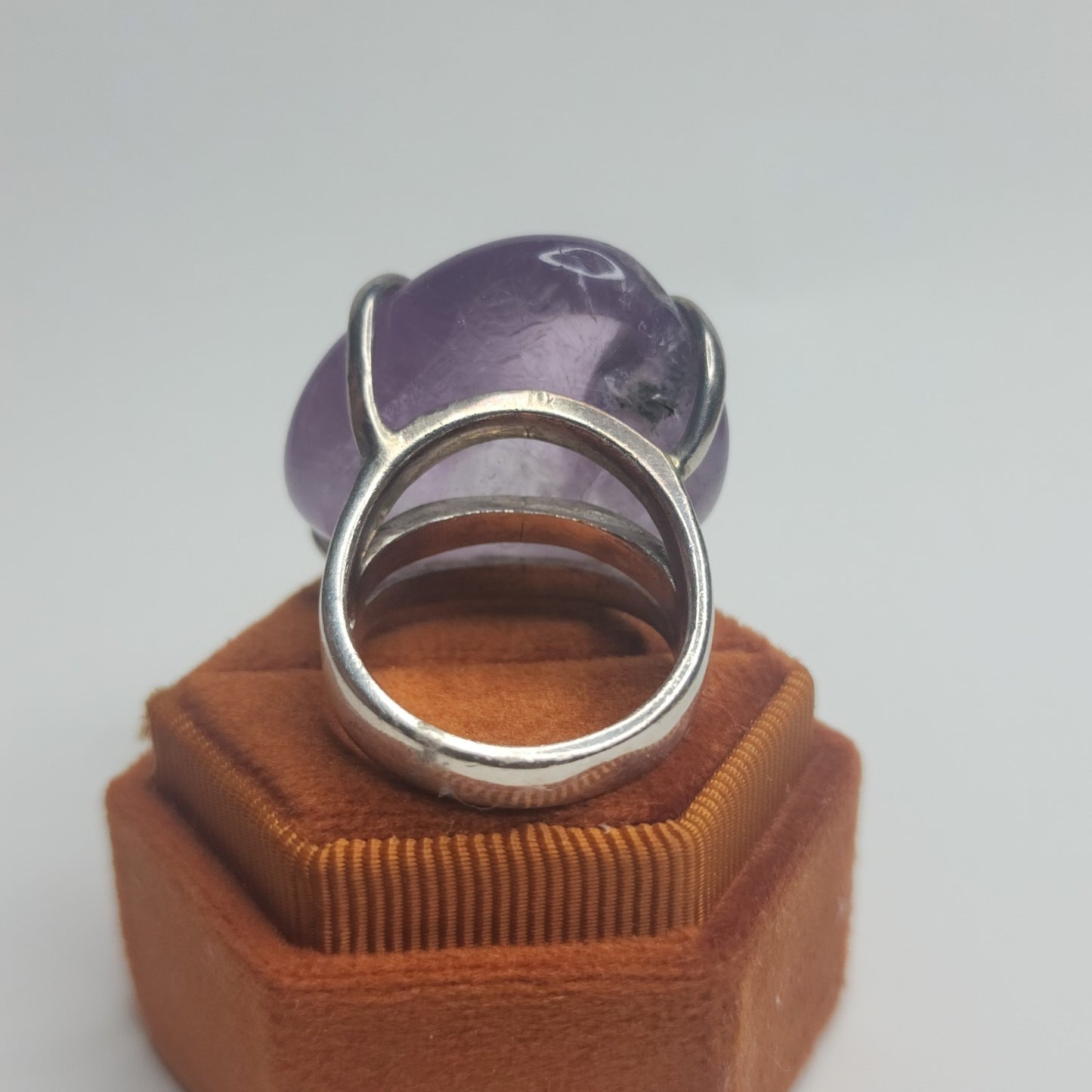Vintage Amethyst Chunk Modernist Ring Size 9 – 950 Silver Bali Statement Jewelry