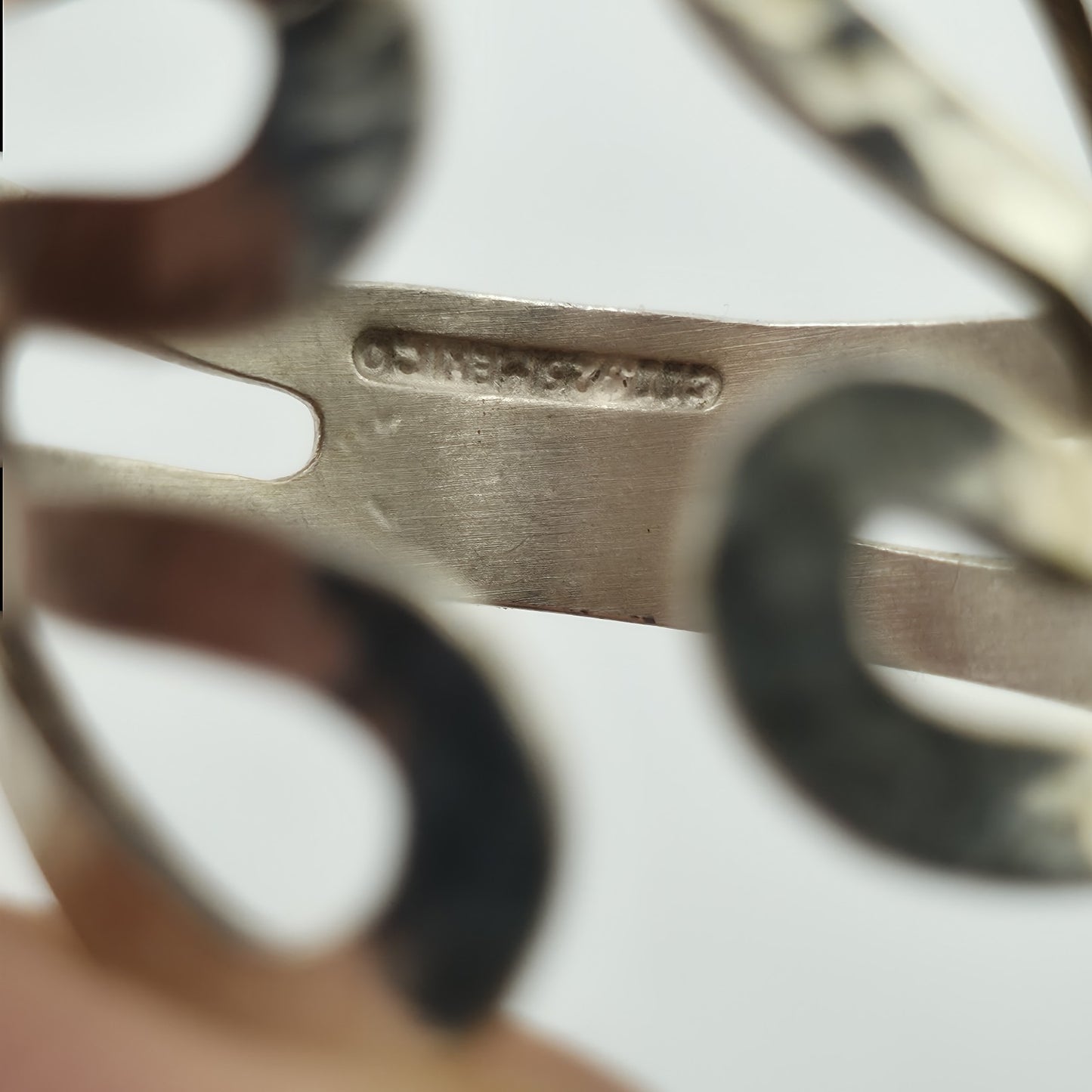 Sterling Silver Open Wrap Ring Abstract Wave Modernist Adjustable 925 Vintage