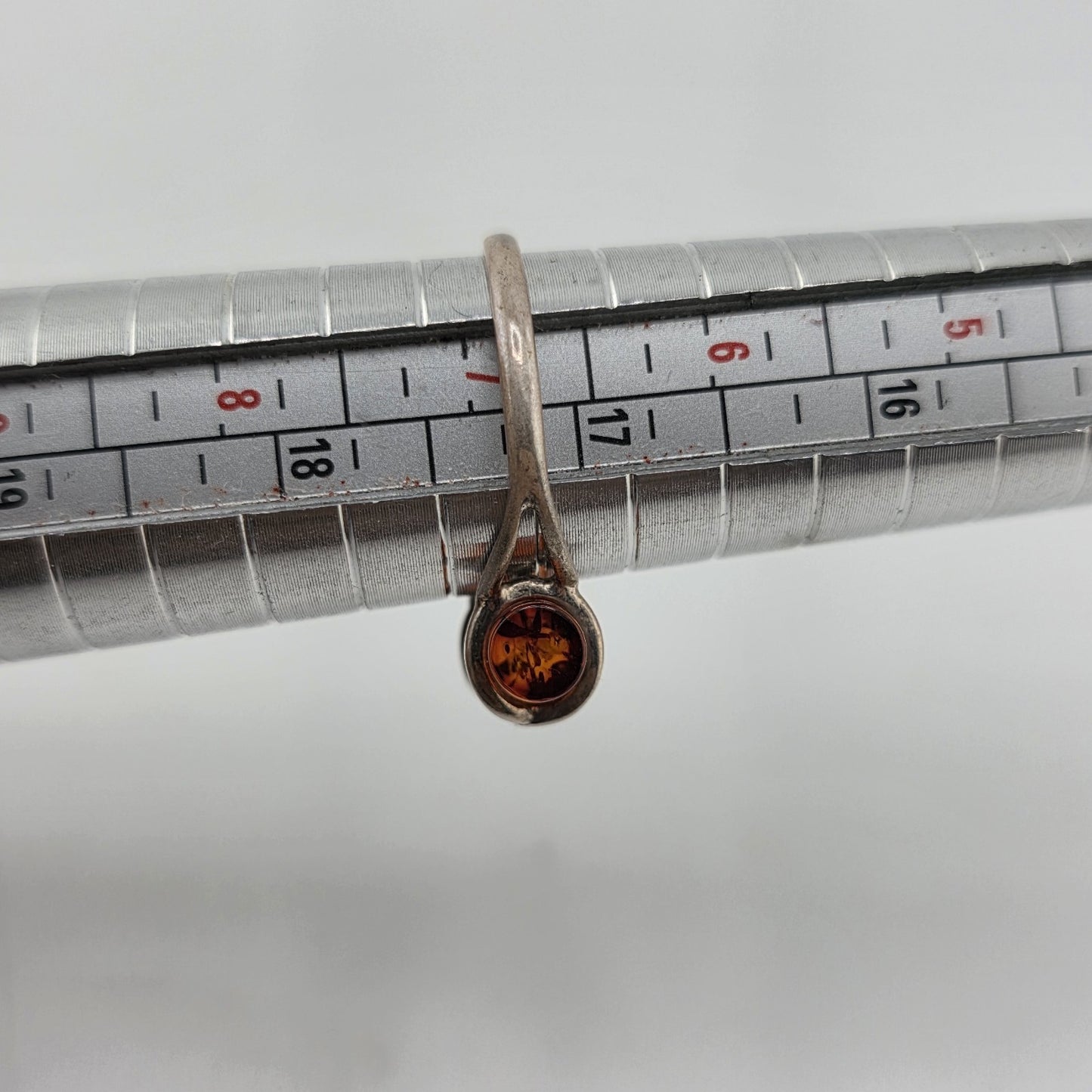 Baltic Amber Sterling Silver Ring Cylindric Stone Geometrical Modernist 6.5