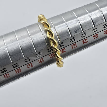 Gold Over Sterling Silver Twist Rope Band Ring Minimalist Stackable Signed  7