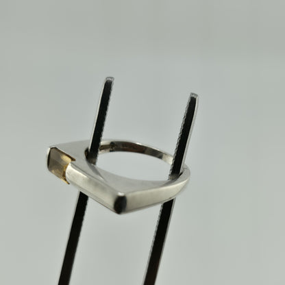 Sterling Silver Ring Yellow Stone Horizontal  Med Century Vintage 5.75 Unique