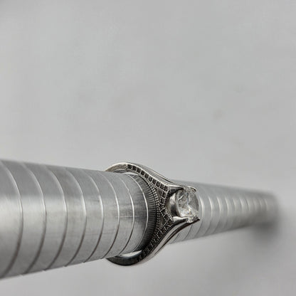 925 Sterling Silver Ring CZ ENGAGEMENT LADY Cute Eiffel tower Size 6.75