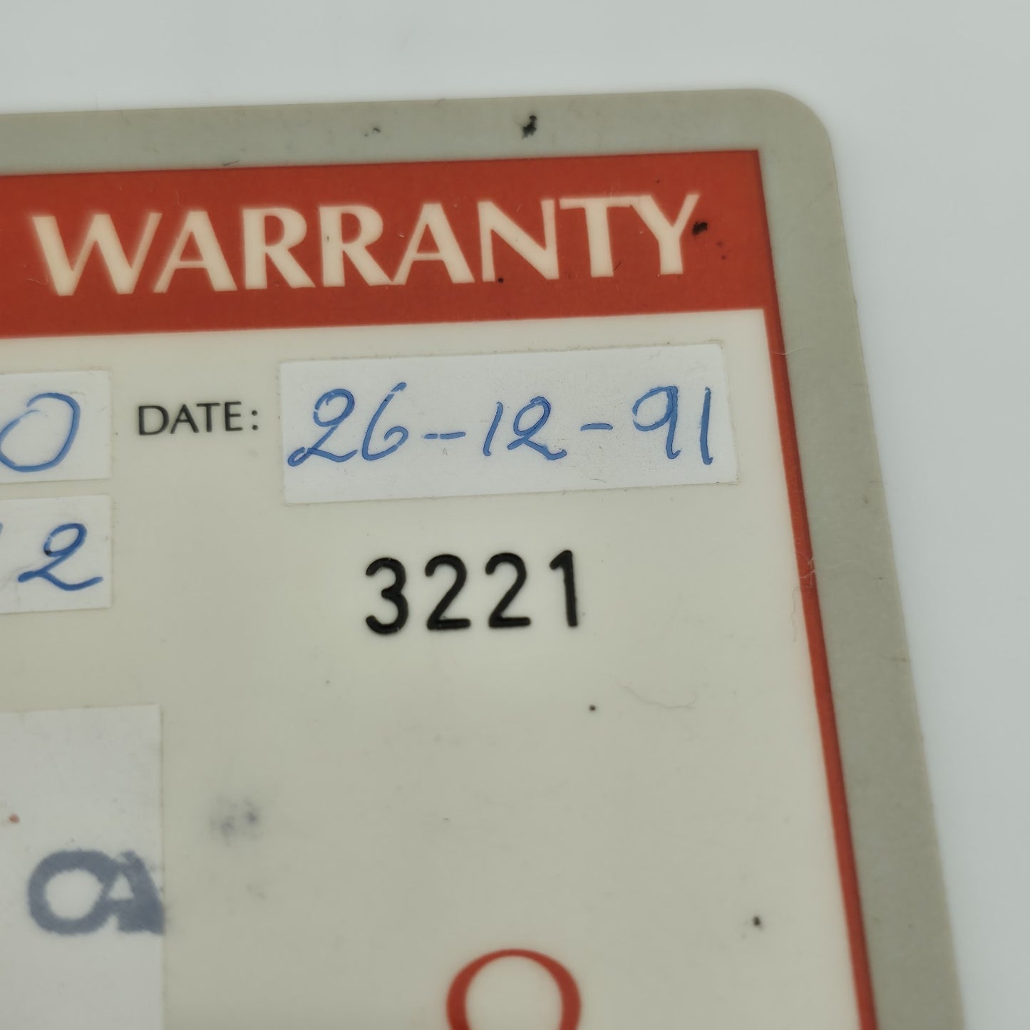 Omega International warranty card 1991 w/ Dealer Ref: MD7950870 Ephemera Vintage