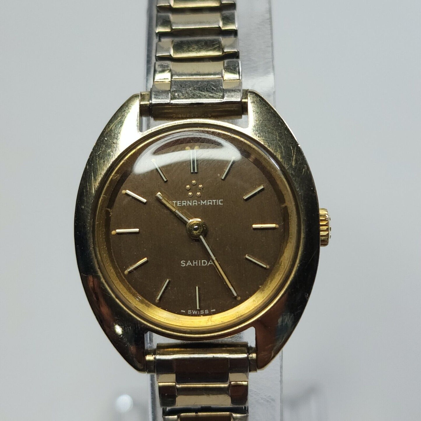 Eterna matic Watch sahida Brown Dial Womens Automatic Wristwatch 1960s Vintage