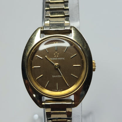 Eterna matic Watch sahida Brown Dial Womens Automatic Wristwatch 1960s Vintage