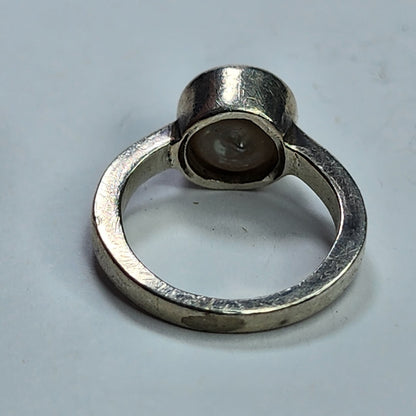 Solitaire Ring Natural Freshwater Pearl Size 5.25 925 Sterling Silver Vintage