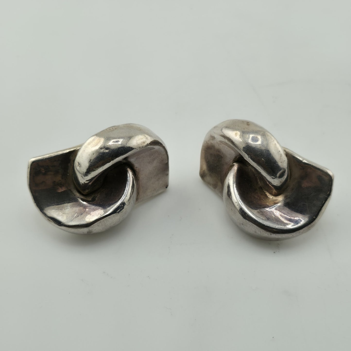 Sterling Silver Earrings 925 Israel Puff Hollow Abstract Vintage Rare