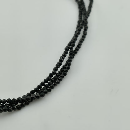 Thai Black Spinel Bead Necklace 3-Layer Necklace in 925 Sterling 18 in 55 ctw