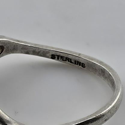Sterling Silver Double Fan Diamond Cut Curved Unique Band Ring Size 7 Vintage
