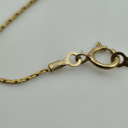 Necklace 14K Gold Over Brass GF Raw Quartz Pendant SIZE 14" Cute Dainty Jewelry