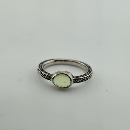 Bask ring sterling silver peridot cabochon band 925 Artisan Stackable 5.75