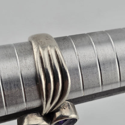 925 Sterling Silver Ring Natural Purple Green Stones Size 8 Chip On Amethyst