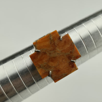 Jay King DTR Desert Rose Trading Coral and Silver Cross Ring Coral Size 11.5