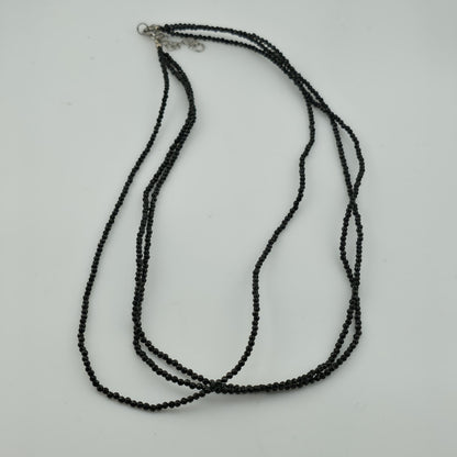 Thai Black Spinel Bead Necklace 3-Layer Necklace in 925 Sterling 18 in 55 ctw