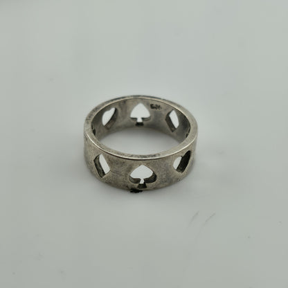 925 Sterling Silver Ring Ace of Spades Hearts Diamonds poker Casino Openwork