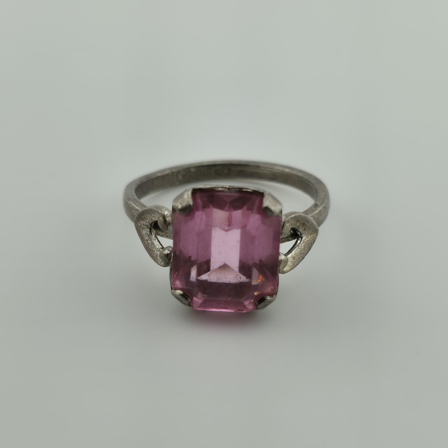 Sterling Silver Ring Pink Stone 925 Size 8.75 Solitaire C & C Vintage