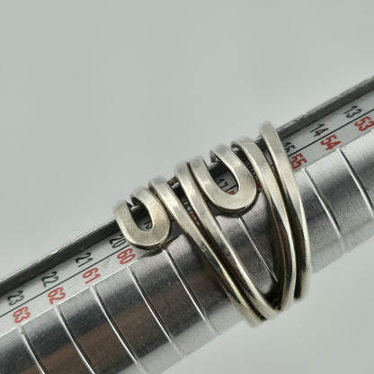 MAZE Ring Sterling Silver Bold MODERN Abstract Loop Wide Art Deco 925 Size 8