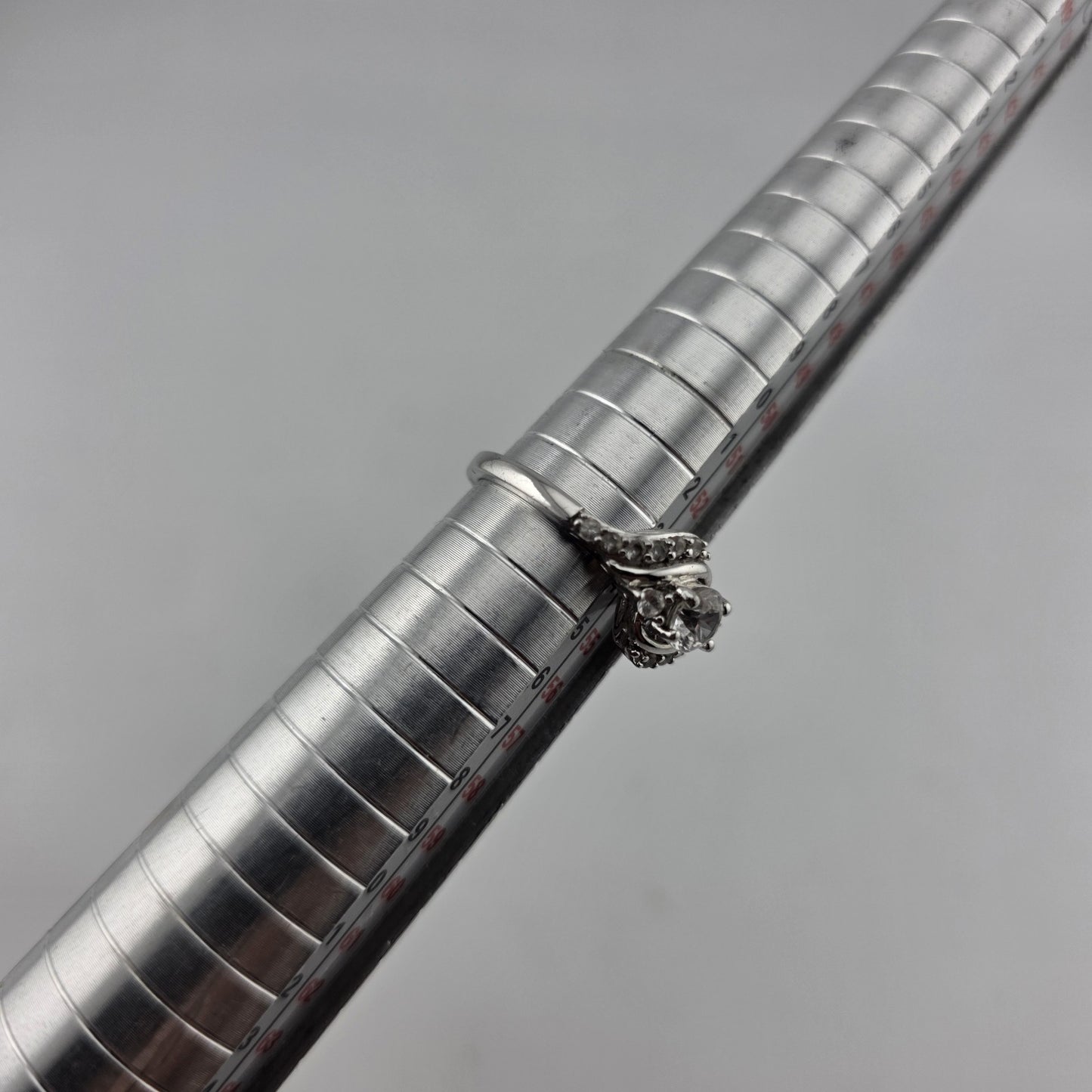 Sterling Silver Ring  925 Size 6.75 White Colorless Stone