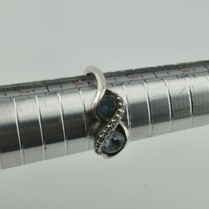 Brilliance 925 Sterling Silver Genuine Blue Topaz White Sapphire Bypass 5.75