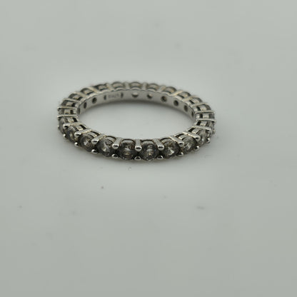 Ring Infinity Sackable Band White Colorless Stone  Cute Jewelry Size 8.75