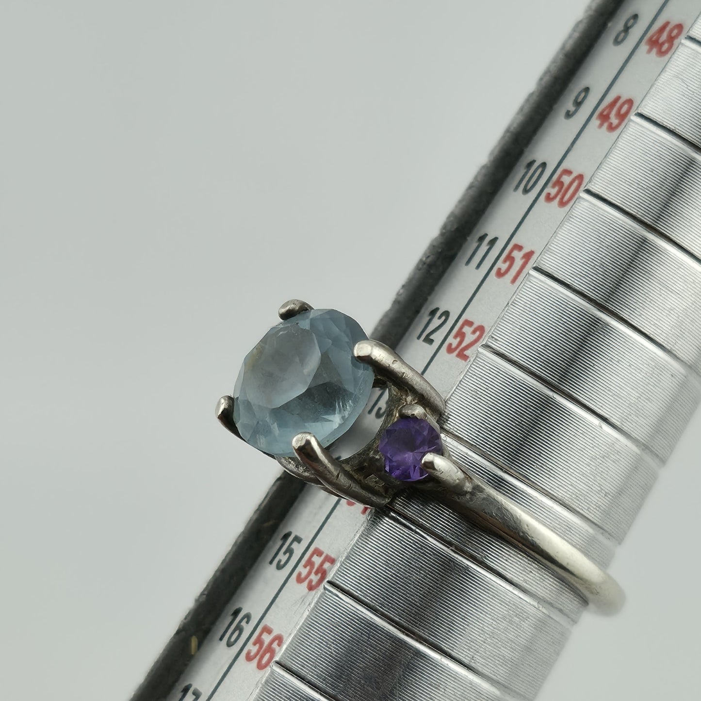 Sterling Silver Ring purple Amethyst Blue Topaz Yellow Citrine 6.5 Vintage