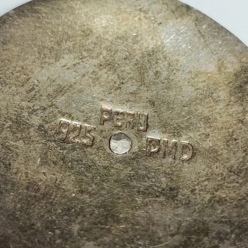 Peruvian Sterling Silver 925 PMD Enamel Llama Medal Keychain Vintage Red